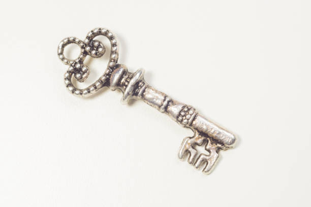 istock Vintage key isolated on white background. safety concept 1165260264