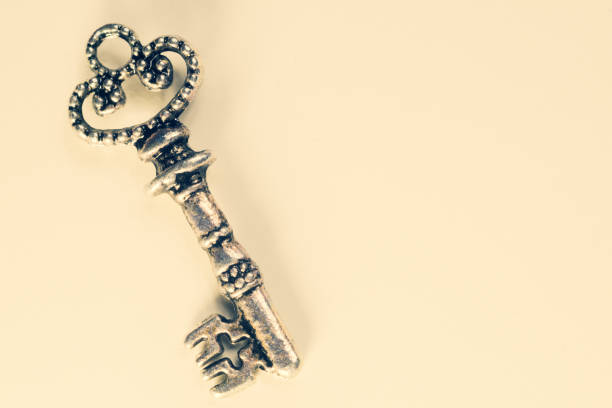 istock Vintage key isolated on white background. safety concept 1165260267