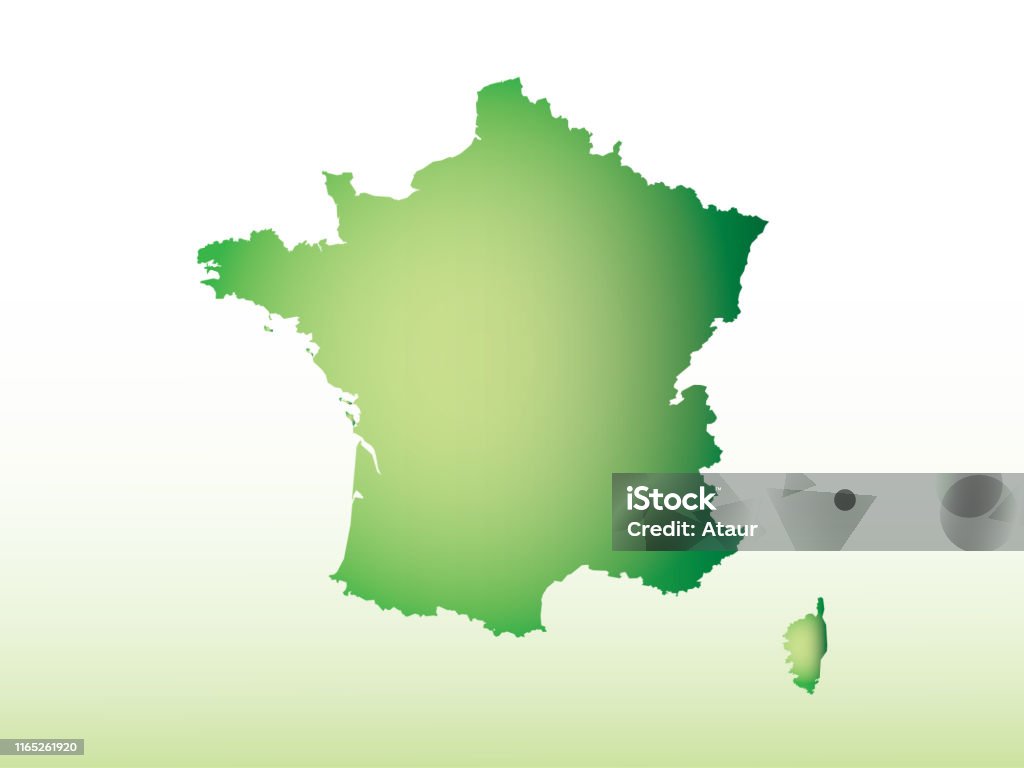 Frace Map Color France Map Using Green Color With Dark And Light Effect Vector On Light ...