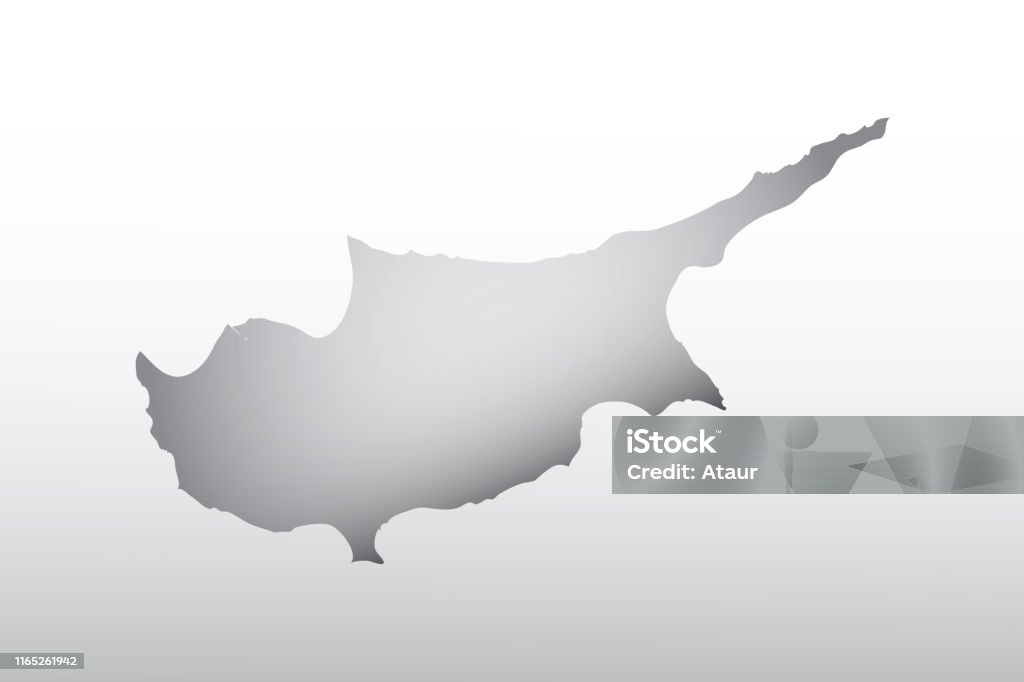 Gray Color Cyprus Map With Dark And Light Effect Vector On Light Background  Illustration Stock Illustration - Download Image Now - iStock