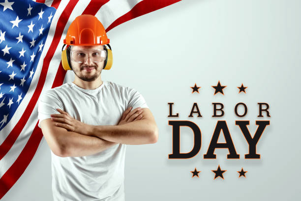 istock Creative background, Happy Labor Day banner. Design template. Copy space 1165264520