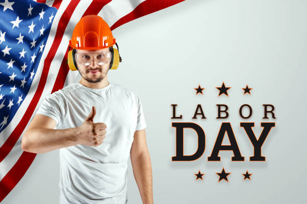 istock Creative background, Happy Labor Day banner. Design template. Copy space 1165264522