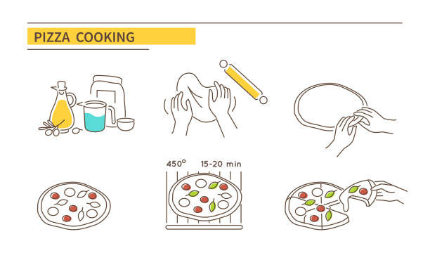pizza - makes the dough stock illustrations