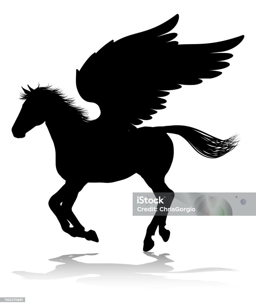 Ngựa Có Cánh Thần Thoại Pegasus Silhouette Hình minh họa Sẵn có ...