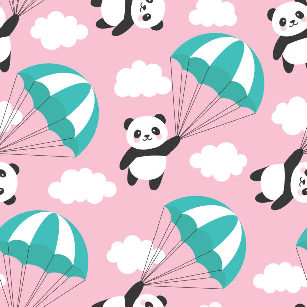 nahtlose panda-muster-hintergrund - seamless bamboo backgrounds textured stock-grafiken, -clipart, -cartoons und -symbole