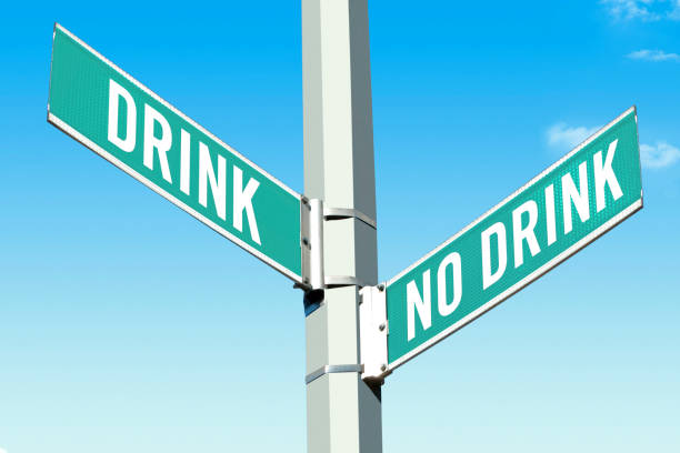 Drink or no drink Road sign symbolizing decision between Drink or no drink sobriety stock pictures, royalty-free photos & images