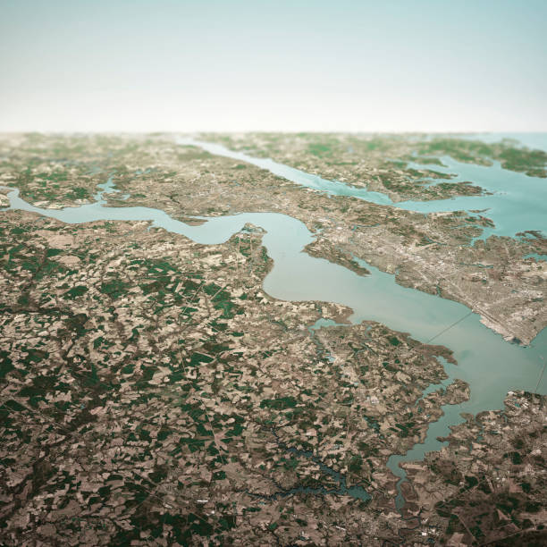 istock James River Virginia 3D Render Horizon Aerial View From South Mar 2019 1165277059