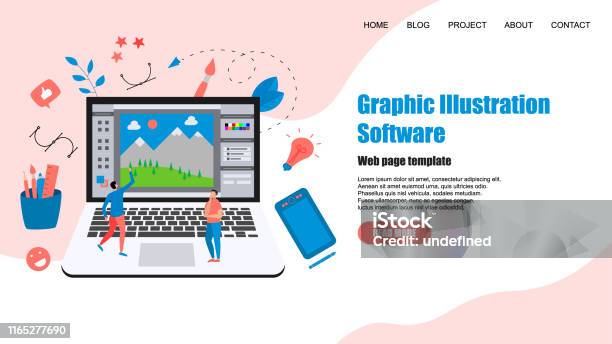 Webpage Template Flat Vector Graphic Drawing Concept With Open ...