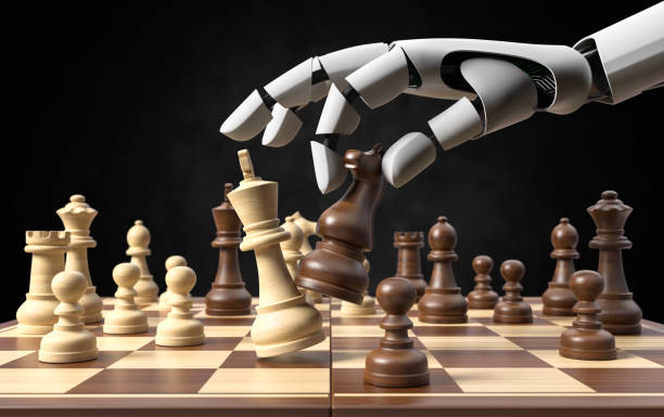 3D Ilustration Artificial Intelligence Chess Artificial intelligence in chess computer chess stock pictures, royalty-free photos & images