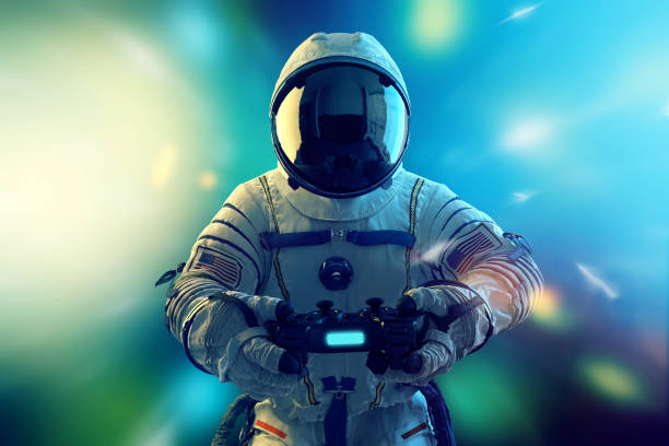 Astronaut as a gambler stock photo