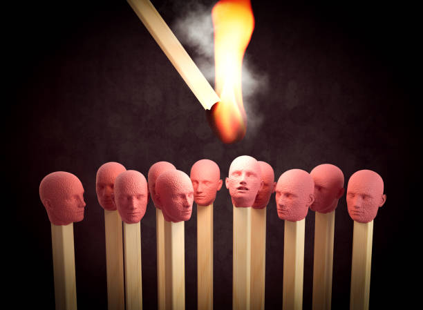 3D Illustration Matches Fired stock photo
