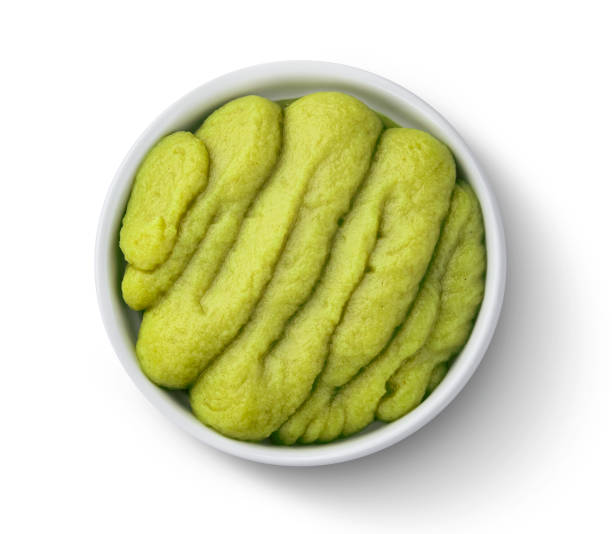 green wasabi horseradish isolated on white background with clipping path, top view - wasabi imagens e fotografias de stock