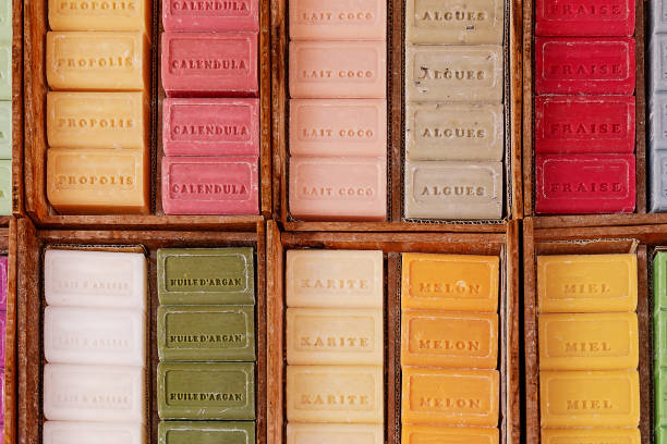 istock natural handmade soap packed in boxes. colorful natural herbal soaps 1165284367