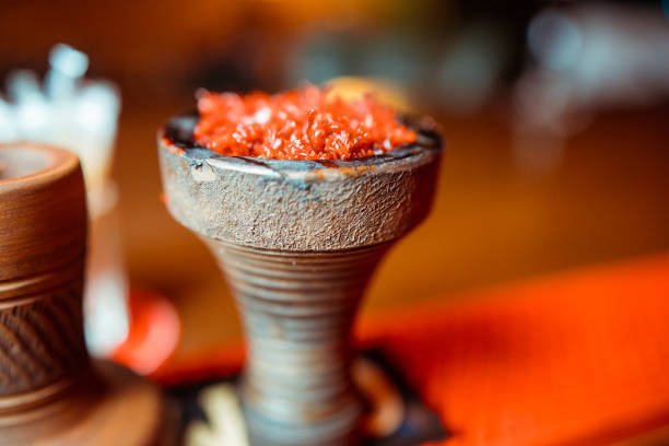 Red tobacco in hookah shisha bowl