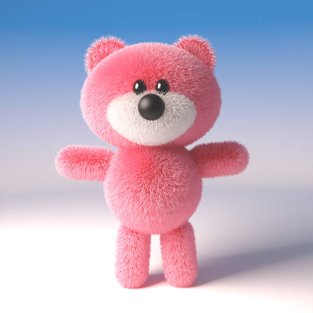 istock Cuddly pink fluffy teddy bear character is ready to play, 3d illustration 1165289669