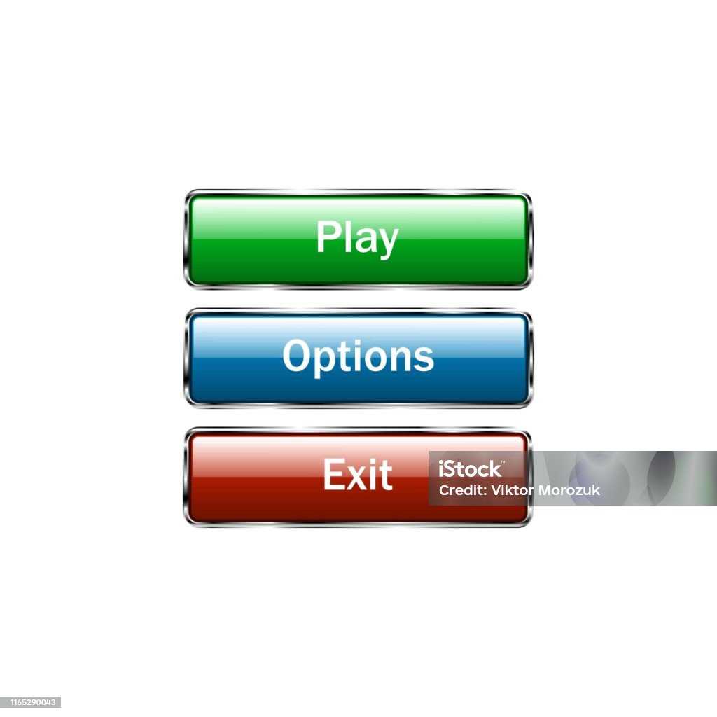 Three Buttons Play Exit Options Stock Illustration - Download Image Now ...