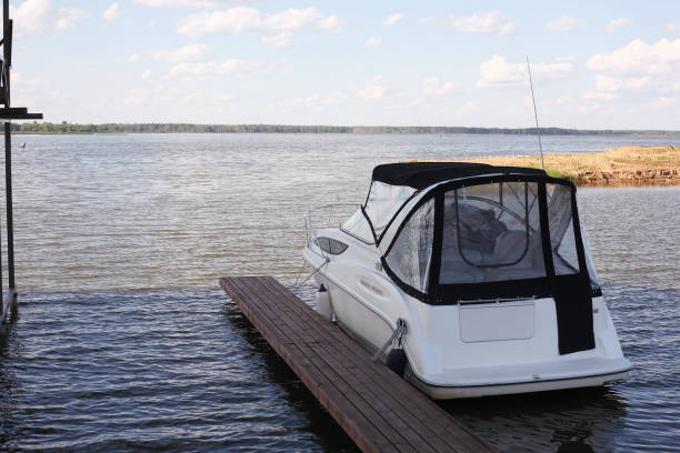 istock Boats parking - The modern boat on the mooring 1165292008