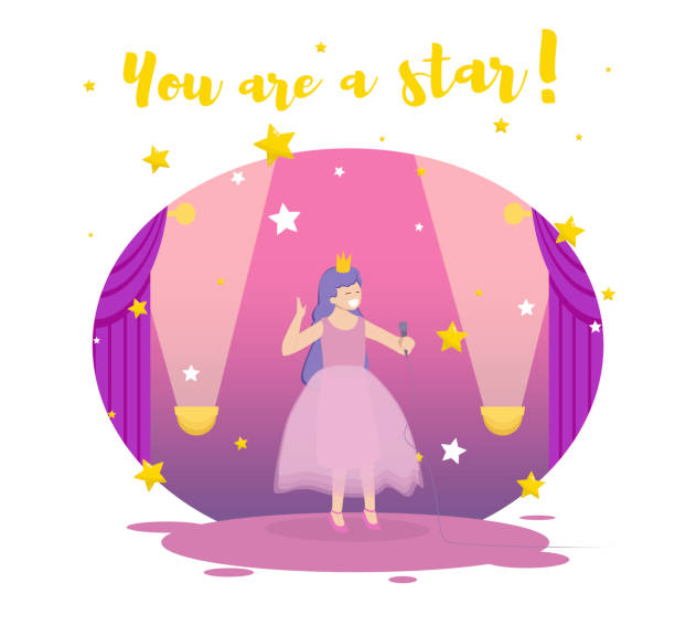 istock Little Girl Singer in Princess Dress on Stage. 1165294583