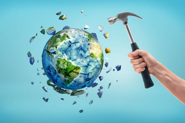 istock The earth is shattered after being hit by a hammer. 1165294590
