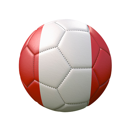 Soccer ball in flag colors isolated on white background. Peru. 3D image