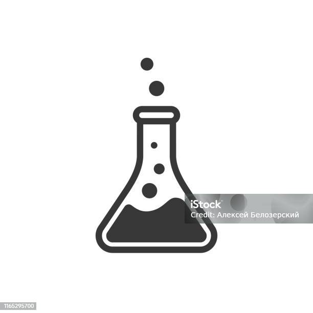 Laboratuvar Kabı Simgesi Flask Kimyasal Deney Öğrenci Ve Biyoloji Sembolü Flask Vektör Illustration Bilim Teknolojisi Beyaz Arka Planda Izole Siyah Nesne Stok Vektör Sanatı & Simge‘nin Daha Fazla Görseli