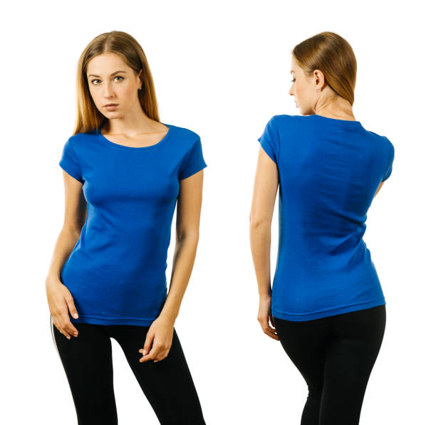 istock Attractive young lady posing with blank blue shirt 1165297635