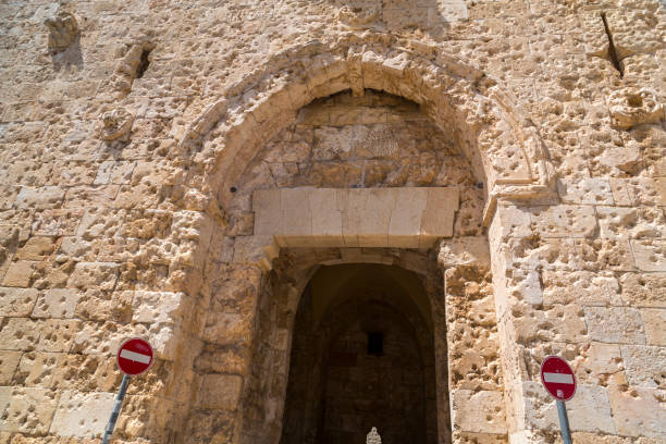 Ancient streets and buildings in the old city of Jerusalem. Zion Gate is one of the most significant gates to the old city.