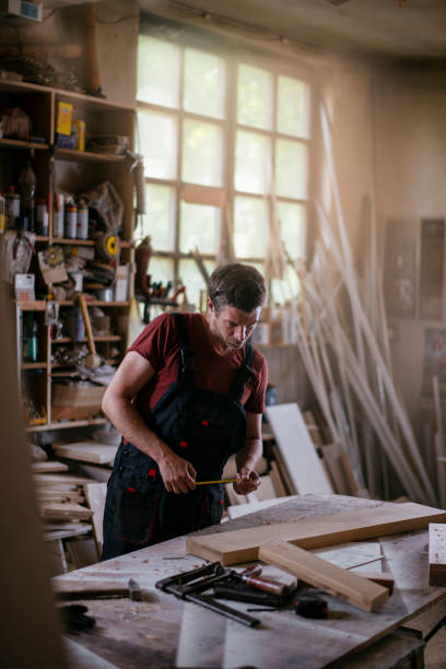 istock Carpenter at work stock photo 1165299993