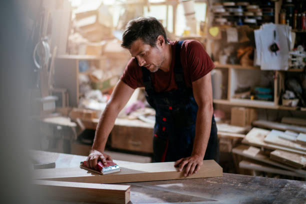 istock Carpenter at work stock photo 1165300110
