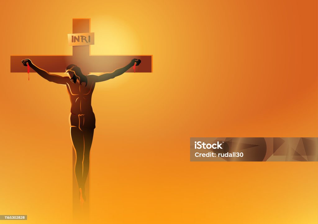 Jesus Dies On The Cross Biblical vector illustration series. Way of the Cross or Stations of the Cross, Jesus Dies On The Cross. Jesus Christ stock vector