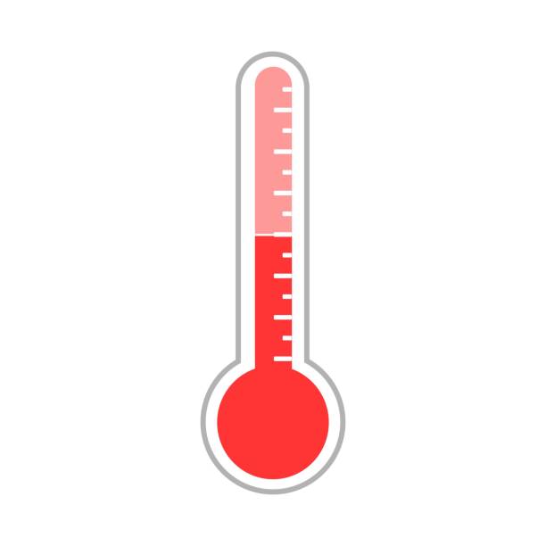 ilustraciones, imágenes clip art, dibujos animados e iconos de stock de termómetro con grados sobre fondo blanco - thermometer healthcare and medicine backgrounds isolated