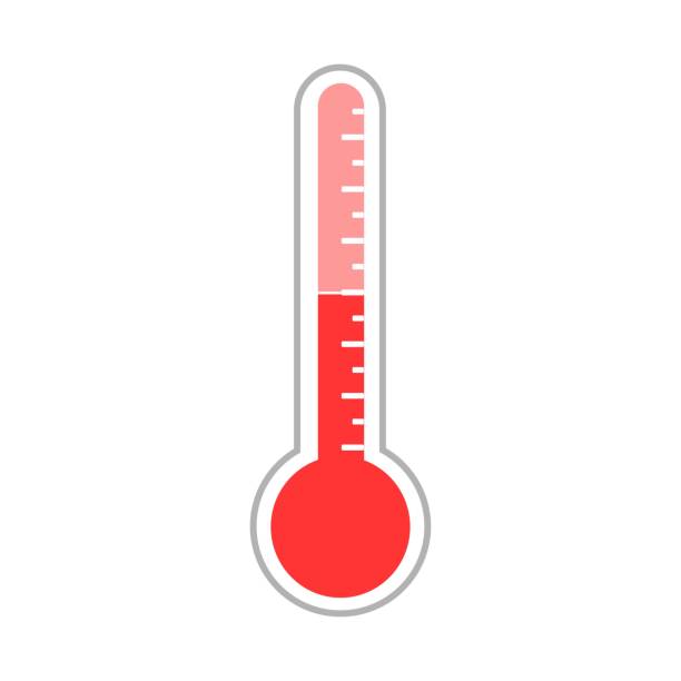 흰색 배경에 도가있는 온도계 - gauge metal meter heat stock illustrations