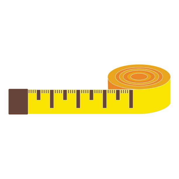 gelbes messgerät auf weißem hintergrund - tape measure ruler measuring instrument of measurement stock-grafiken, -clipart, -cartoons und -symbole