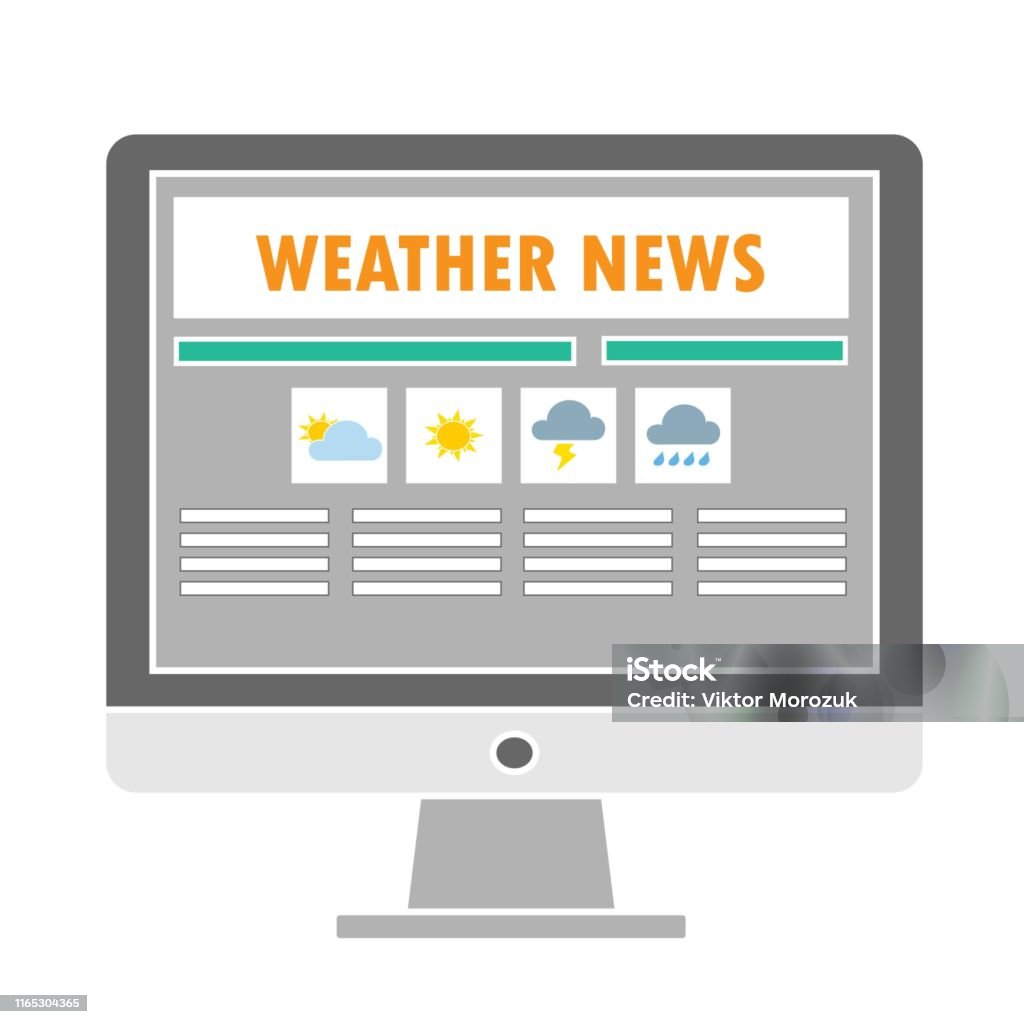Weather Breaking Computer Weather News On The Computer Stock Illustration - Download Image Now ...