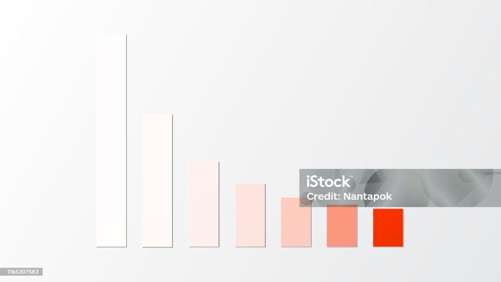 Flat Illustration Vector Of Red Gradient Down Trend Bar Chart Stock ...