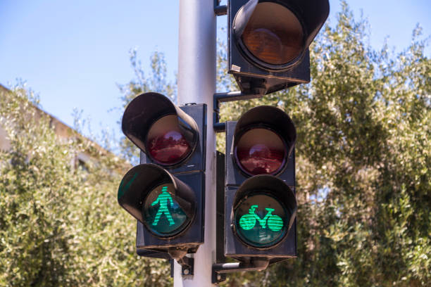 istock Pedetrian and bike traffic lights 1165312079