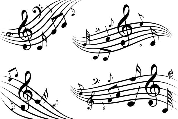 musical note waves musical notes design elements musical stave stock illustrations