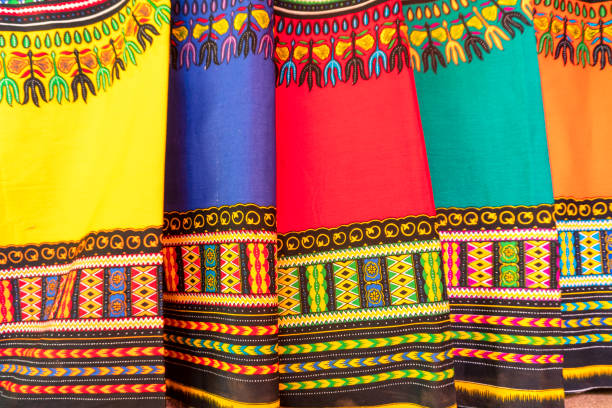 istock Plenty of colorful african fabrics 1165314577