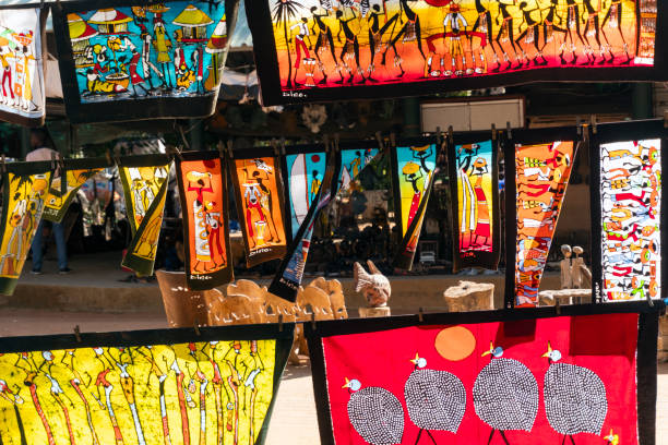istock Colorful batic paintings with traditional african patterns 1165314711
