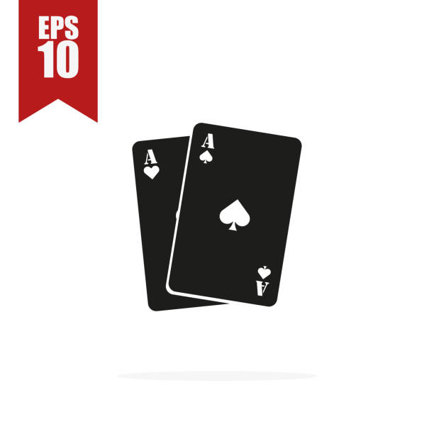 значок покерных карт с тенью, векторная иллюстрация - pair of aces stock illustrations
