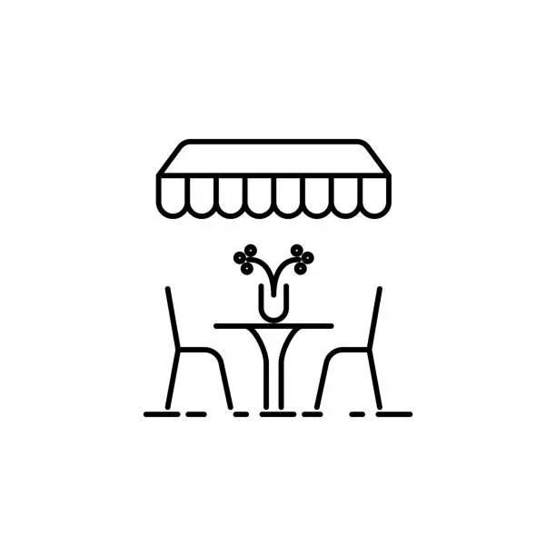 Vector illustration of table in the restaurant dusk style icon. Element of travel icon for mobile concept and web apps. Thin line table in the restaurant dusk style icon can be used for web and mobile