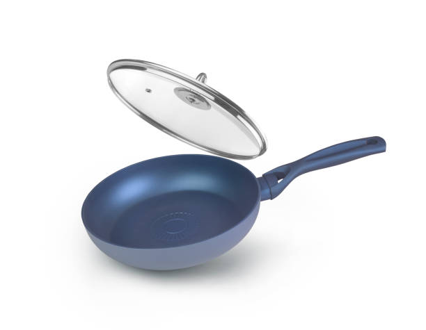 istock frying pan blue color with iron and glass open  lid isolated 1165328129