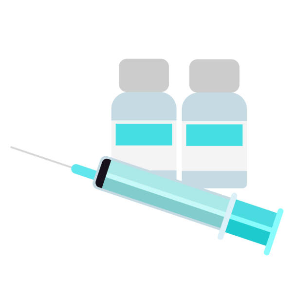 Injection simple illustration on white background Injection simple illustration on white background. Everyday objects and lifestyle series. botox bottle stock illustrations
