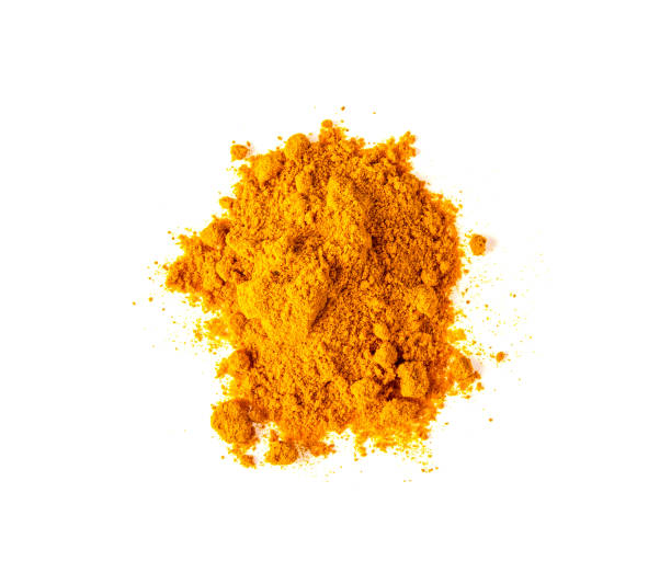 istock Dry turmeric powder(curcuma longa linn) isolated on white background. Top view 1165329908