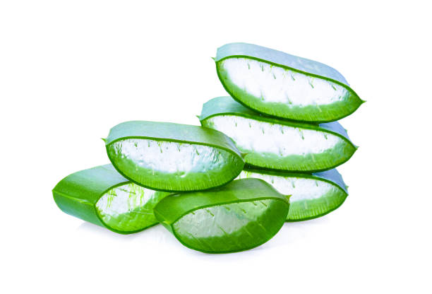 istock Aloe vera sliced isolated on white background 1165329913