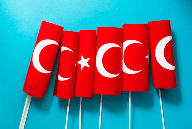 istock Group of Turkish flags over blue background 1165330041