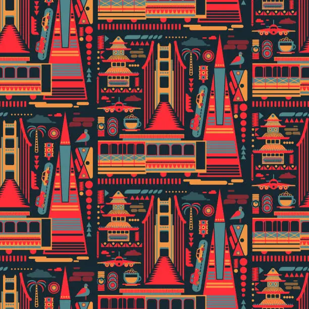 Vector illustration of San-Francisco pattern seamless design graphic