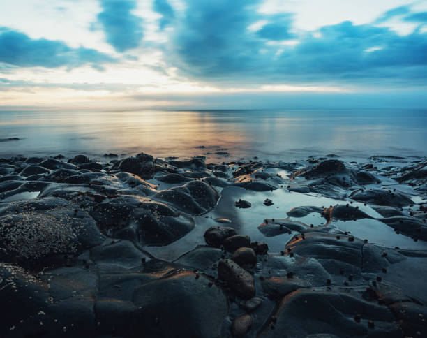 노바 스코샤 해안선 - nova scotia bay of fundy bay horizon over water 뉴스 사진 이미지