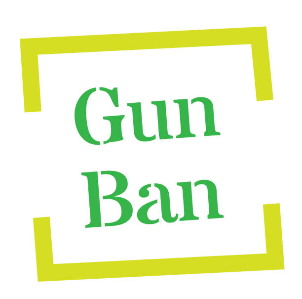 illustrazioni stock, clip art, cartoni animati e icone di tendenza di timbro gun ban su bianco - second amendment