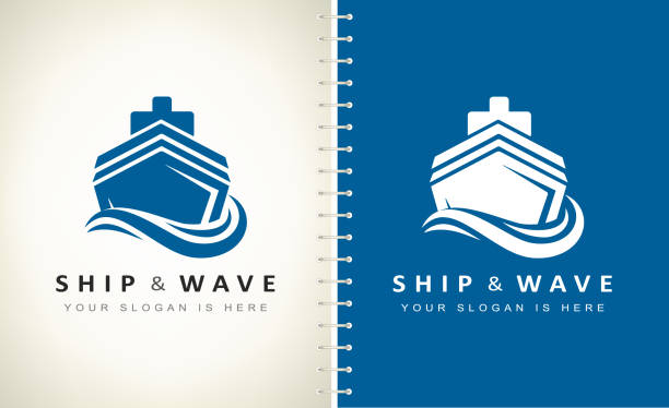 Ship on the sea vector. Ship and wave symbol. Ship on the sea vector. Ship and wave symbol. ferry passenger stock illustrations